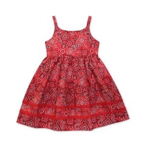 Blueberi Boulevard Baby Girls Bandana Sundress with Gingham Trim - Red Bandana